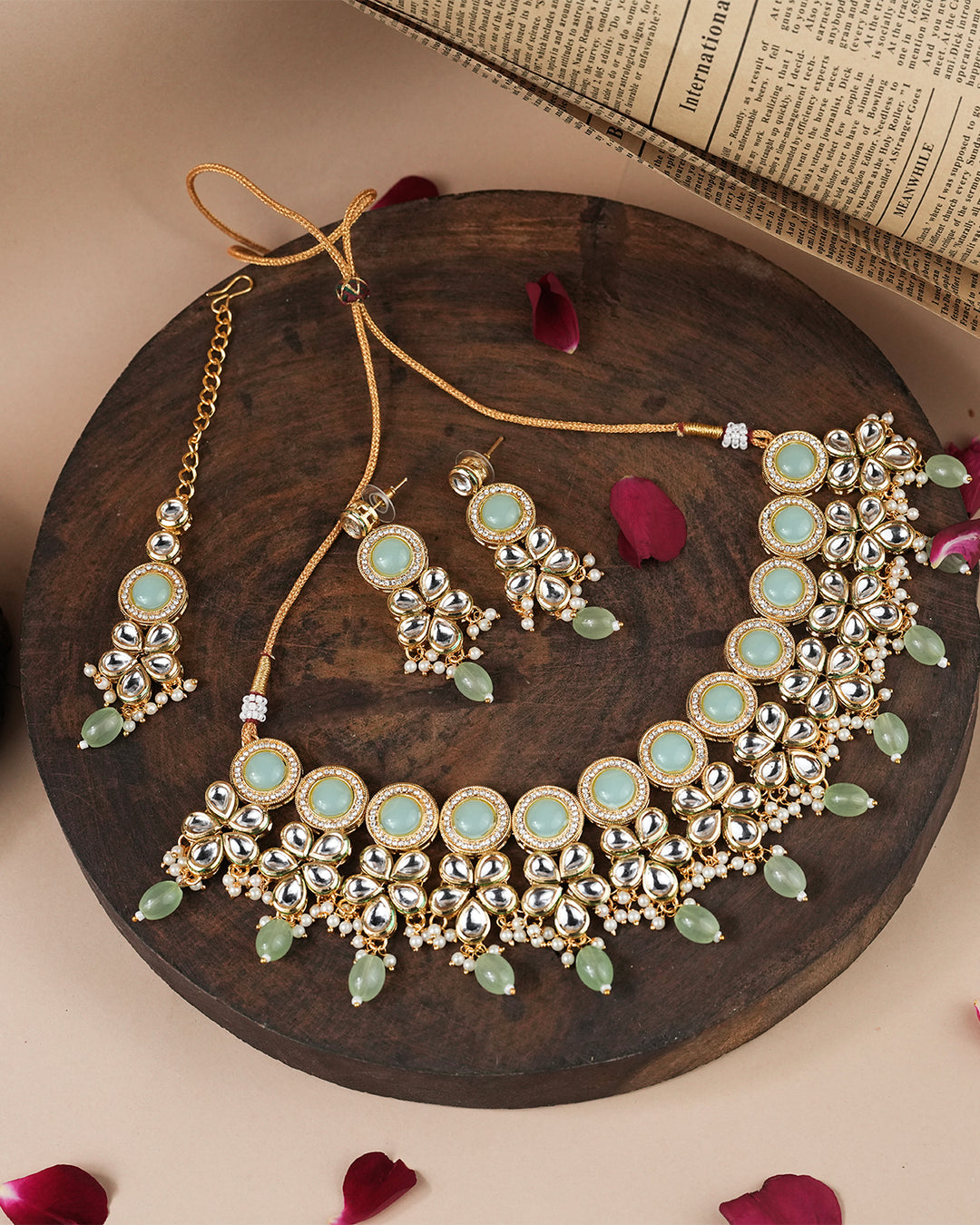 Mint Green Kundan Luxe Necklace Set