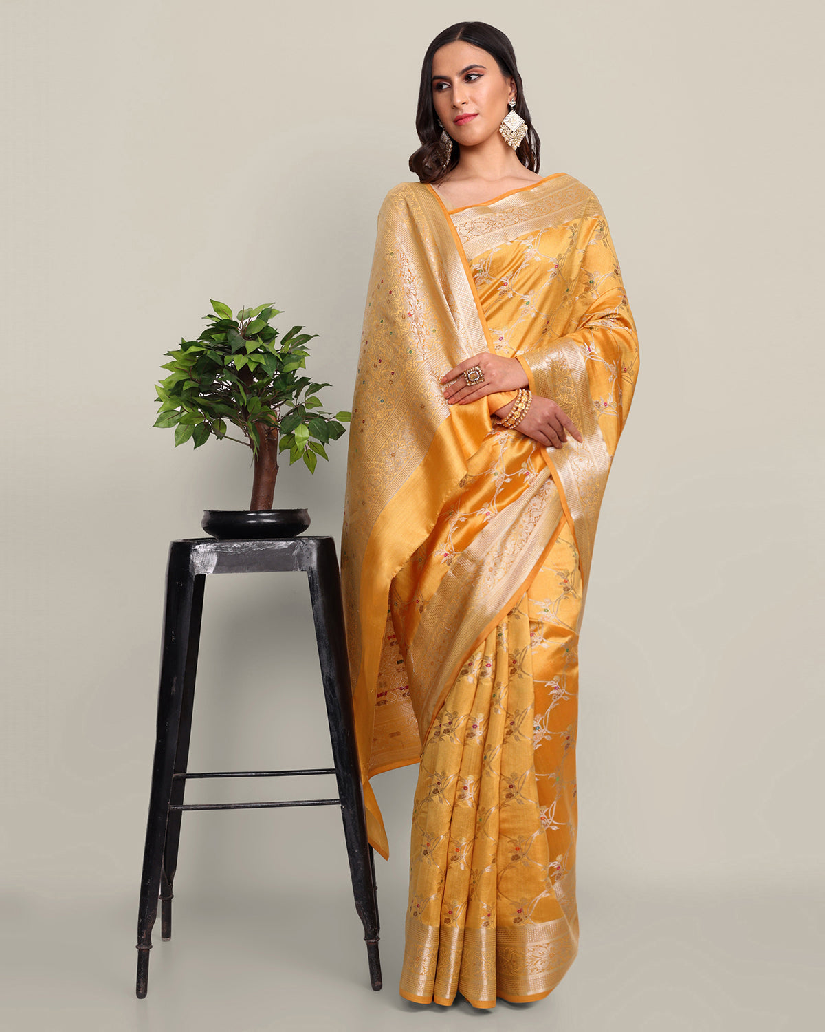 Handloom Banarasi Silk Saree with Resham Meenakari Weaving