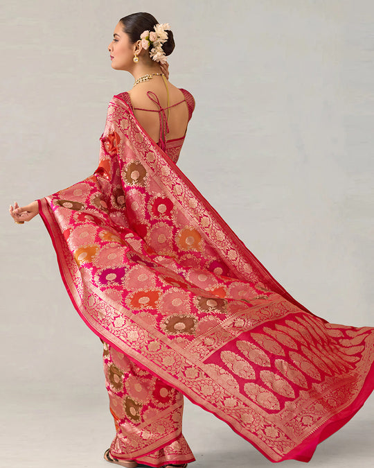Multihued Rangkat Pure Katan Silk Banarasi Handloom Saree