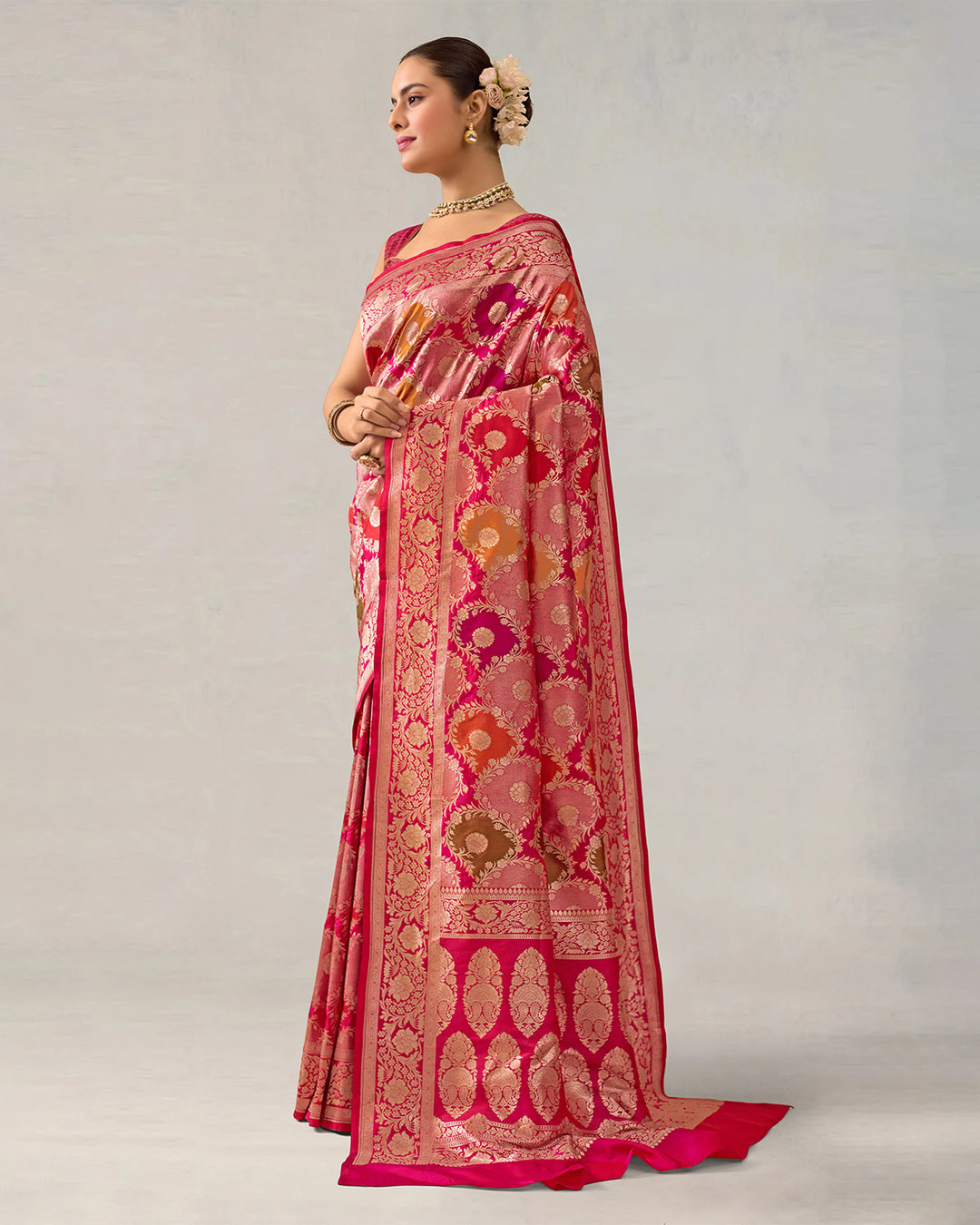 Multihued Rangkat Pure Katan Silk Banarasi Handloom Saree