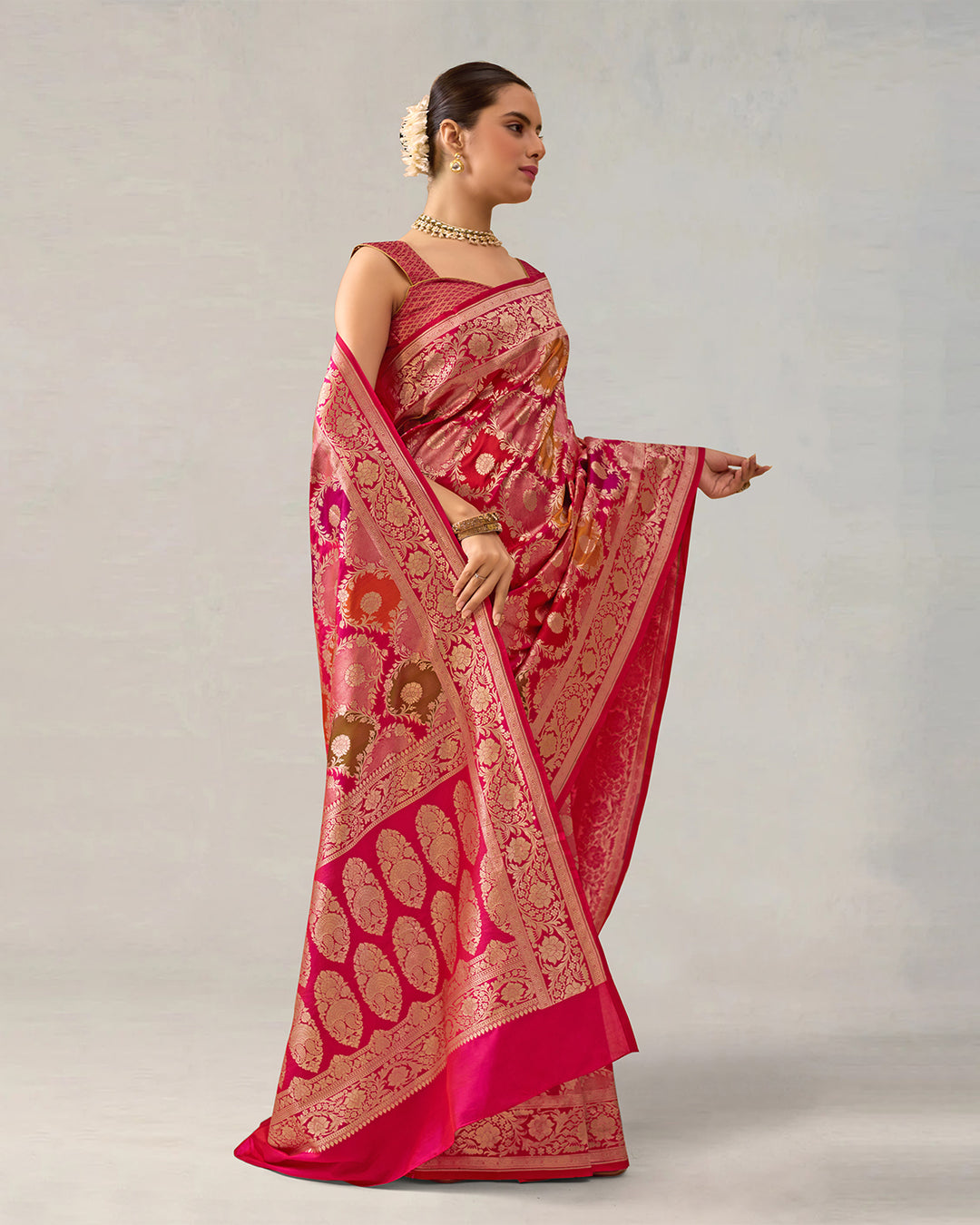 Multihued Rangkat Pure Katan Silk Banarasi Handloom Saree