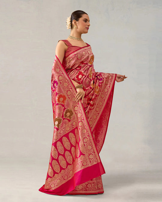 Multihued Rangkat Pure Katan Silk Banarasi Handloom Saree