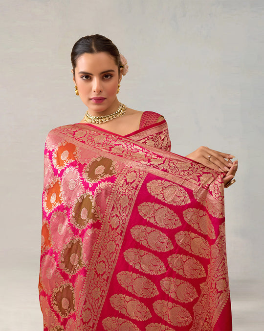 Multihued Rangkat Pure Katan Silk Banarasi Handloom Saree