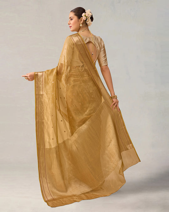 Lustrous Gold Pure Tissue Saree with Delicate Butidar Weaves