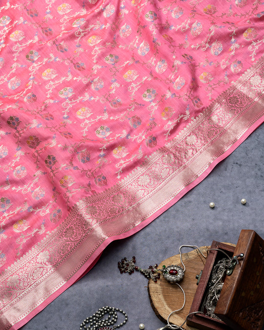 Soft Pink Handwoven Pure Banarasi Silk Saree