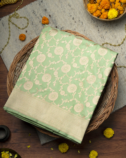 Light Green Handwoven Banarasi Katan Silk Saree