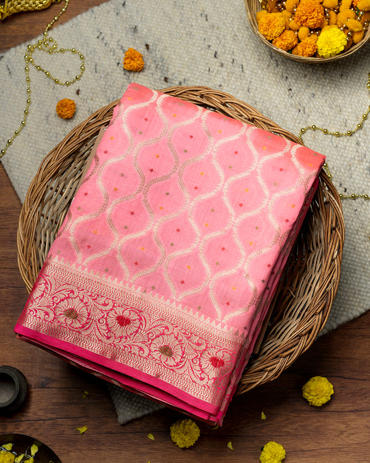 Deep Pink Handwoven Banarasi Silk Saree