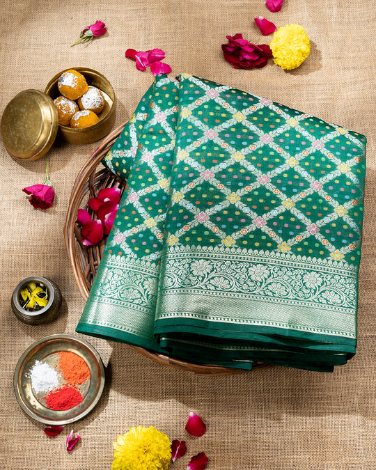 Green Handwoven Pure Banarasi Silk Saree