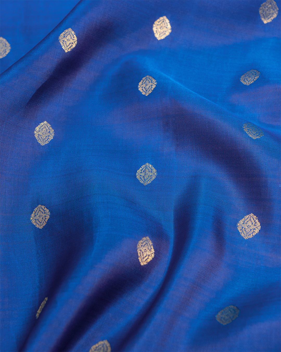 Cobalt Blue Pure Kanjivaram Silk Saree with Exquisite Gold Wine Paisley Border