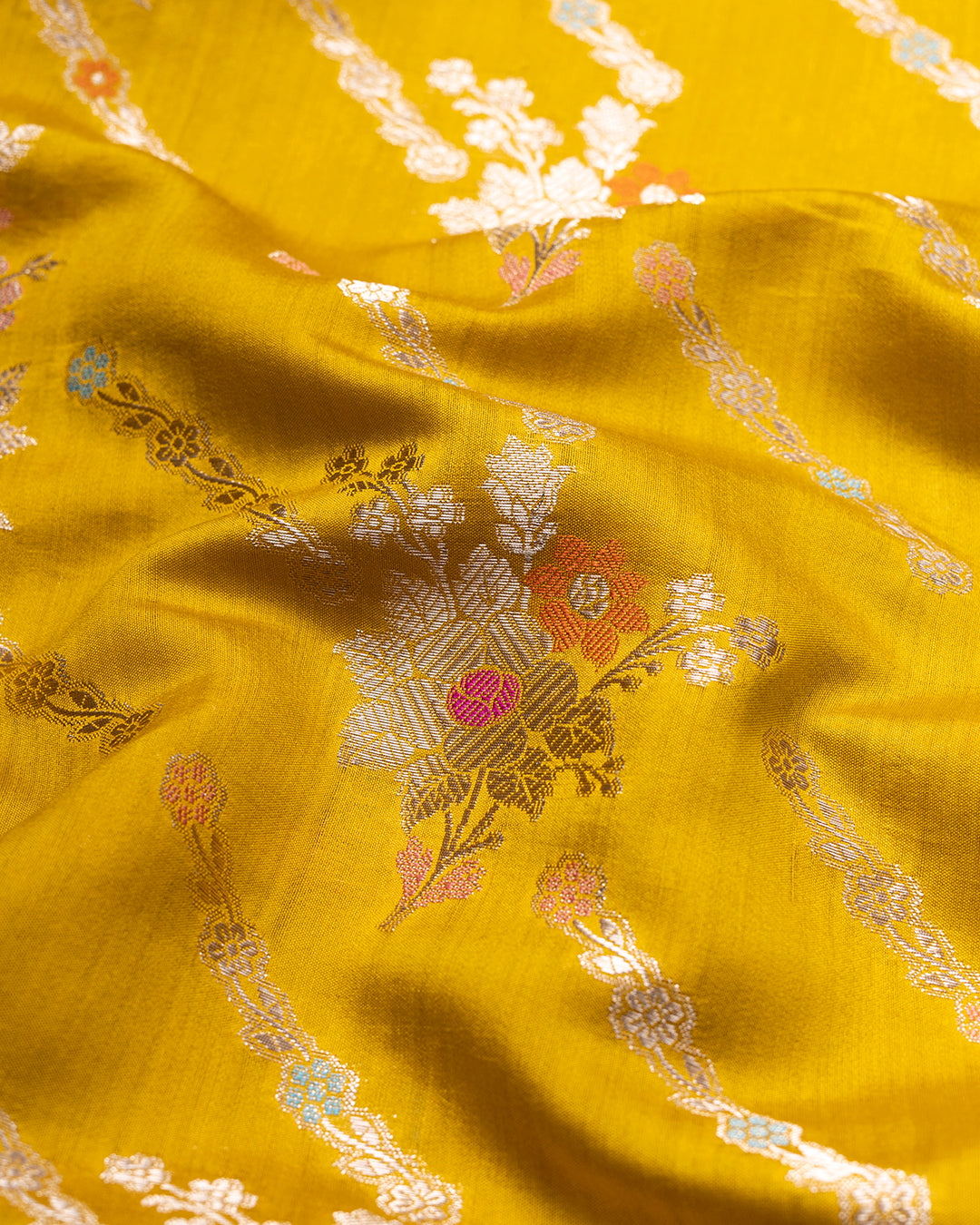 Mustard Handwoven Banarasi Silk Saree