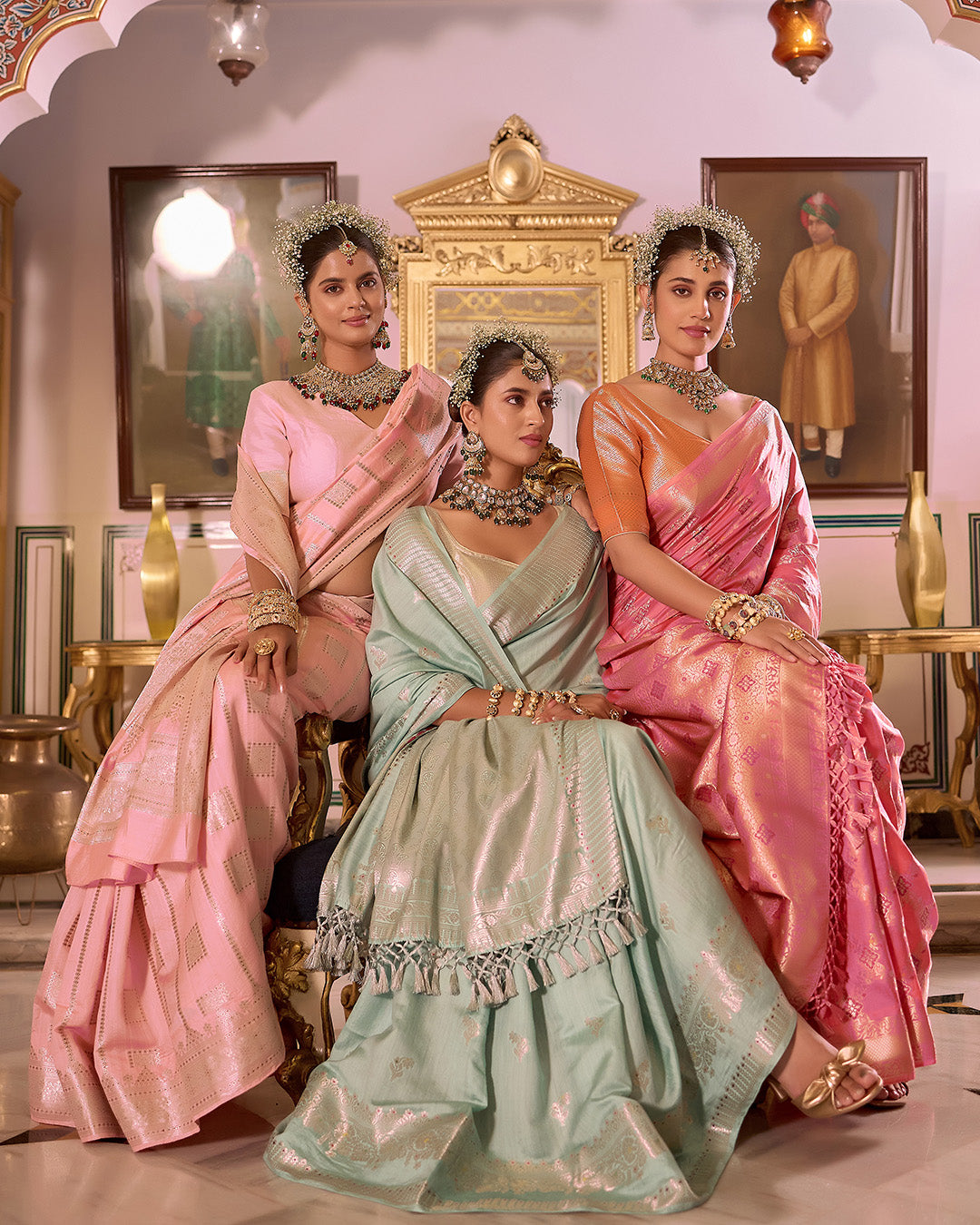 Flamingo Pink Pure Banarasi Saree with Intricate Zari Geometric Butidar Weaving