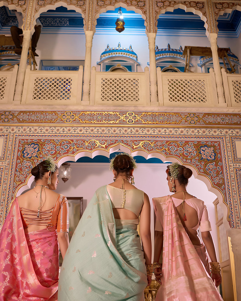 Soft Pink Pure Banarasi Saree with Geometric Butidar Weaves