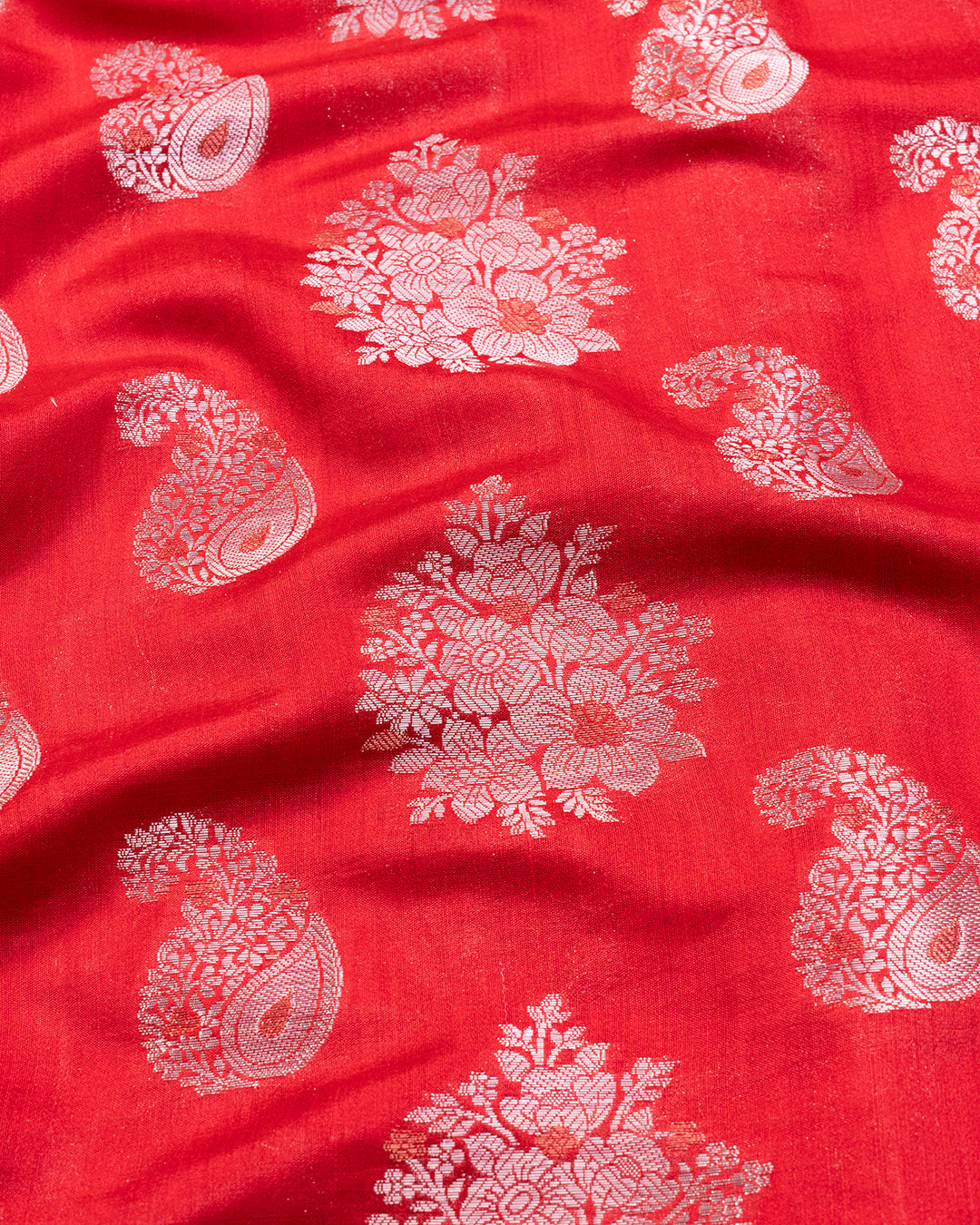 Cherry Red Handwoven Pure Banarasi Silk Saree