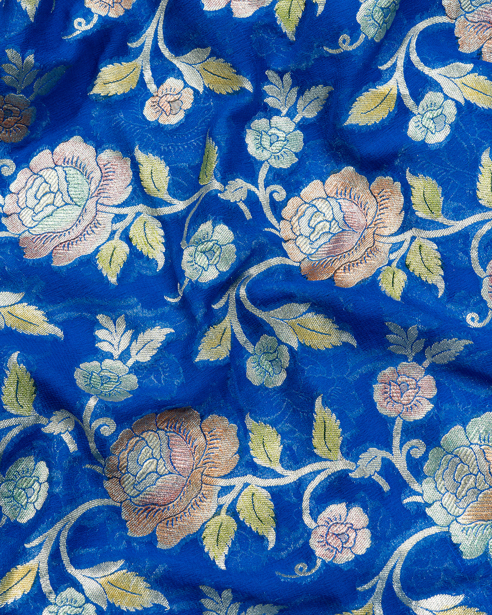 Royal Blue Handwoven Pure Khaddi Georgette Saree