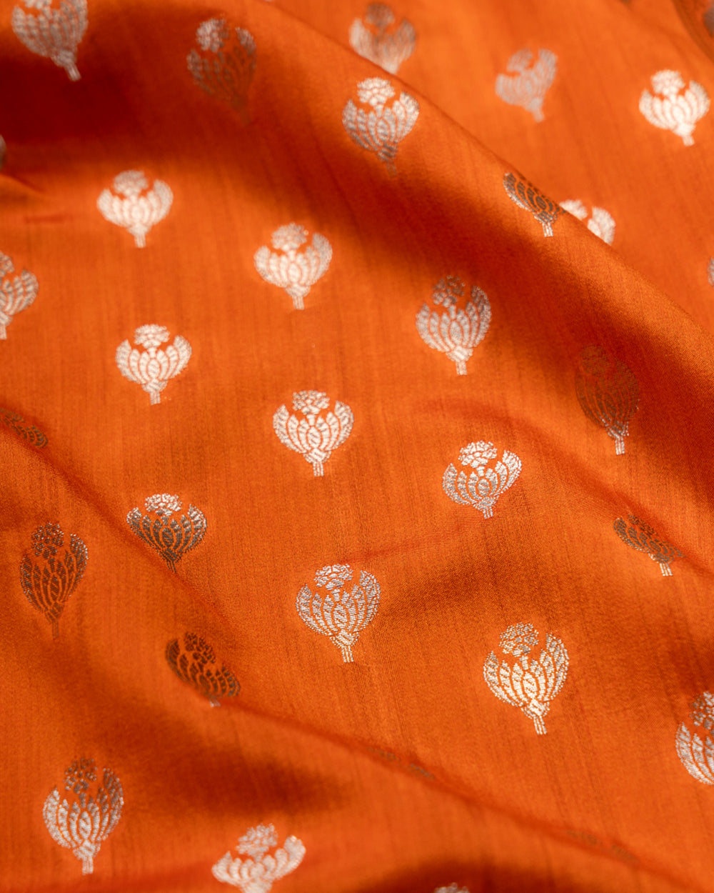 Rust Orange Kadwa Pure Banarasi Silk Saree