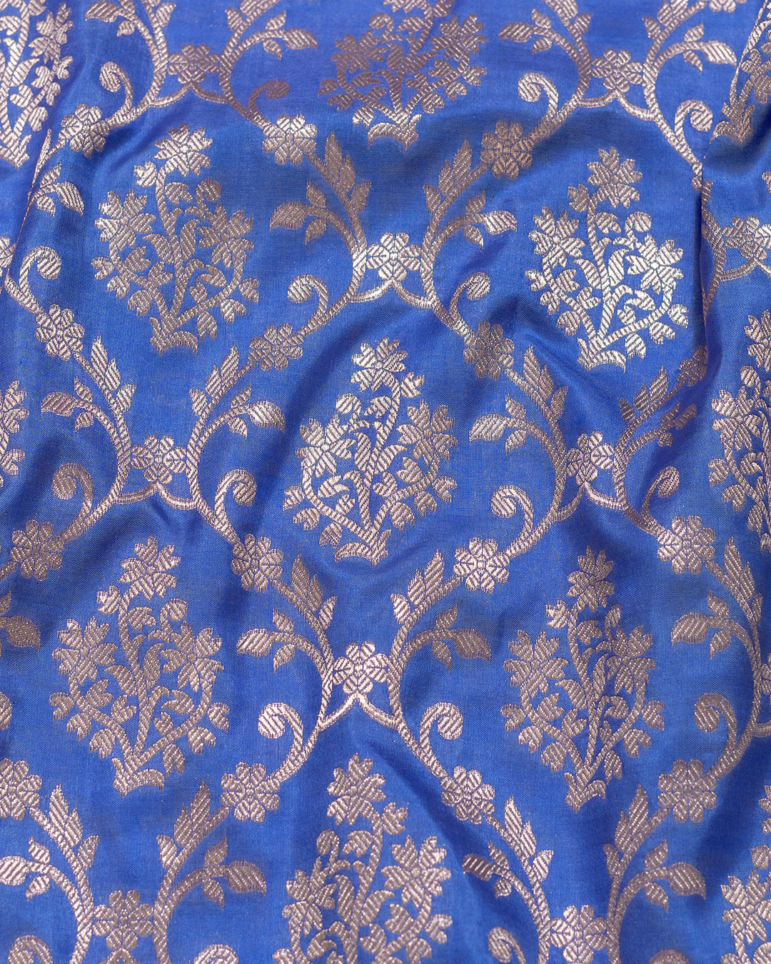Noor-e-Neel – Cornflower Blue Katan Silk Saree with Zari Jaal and Palace-Inspired Borders