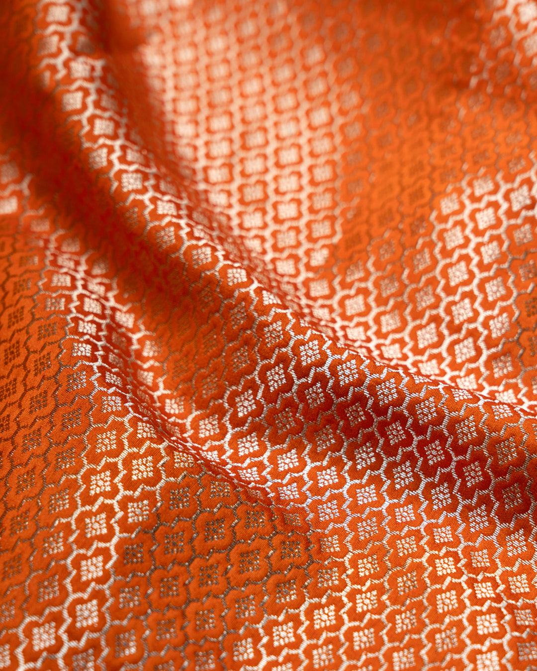 Rust Orange Kadwa Pure Banarasi Silk Saree