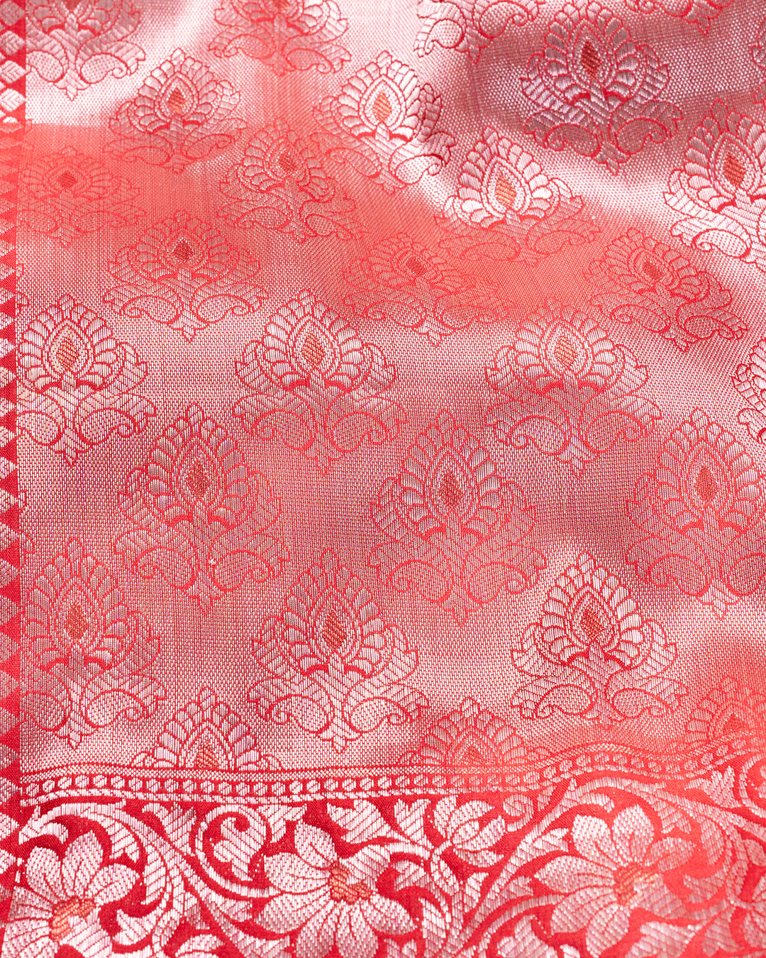 Cherry Red Handwoven Pure Banarasi Silk Saree