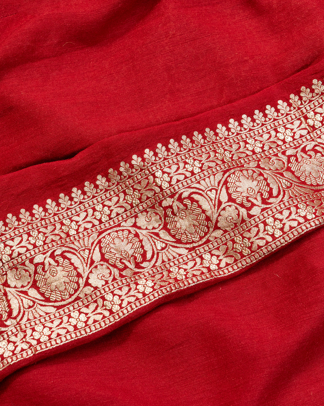 Red Handwoven Pure Muga Silk Saree