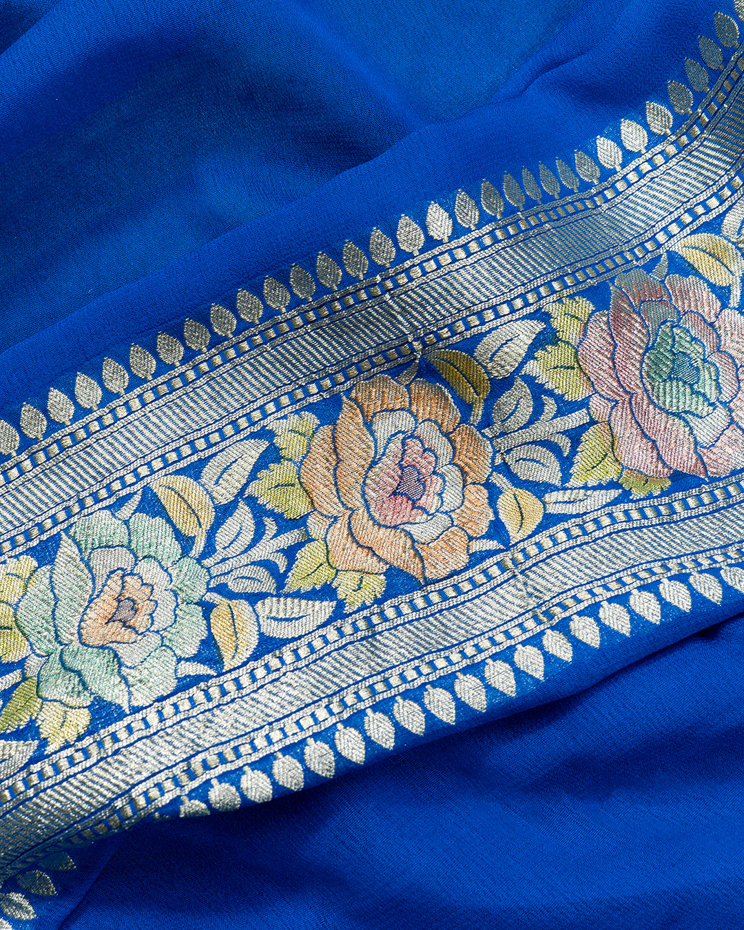 Royal Blue Handwoven Pure Khaddi Georgette Saree