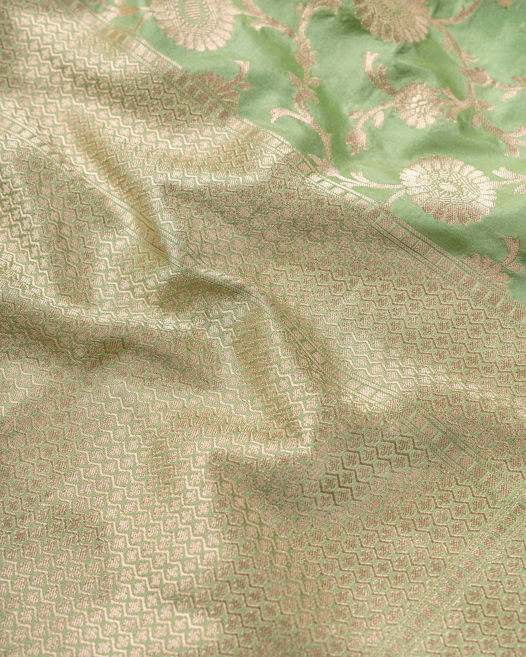 Light Green Handwoven Banarasi Katan Silk Saree