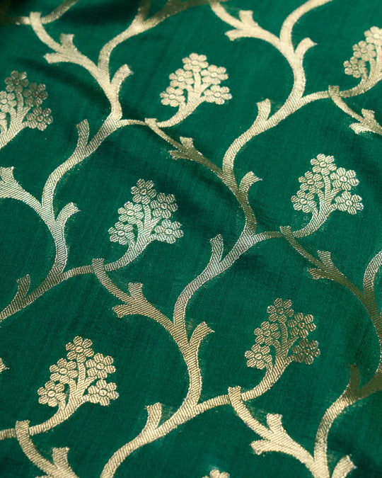 Pine Green Meenakari Jaal Pure Banarasi Silk Saree