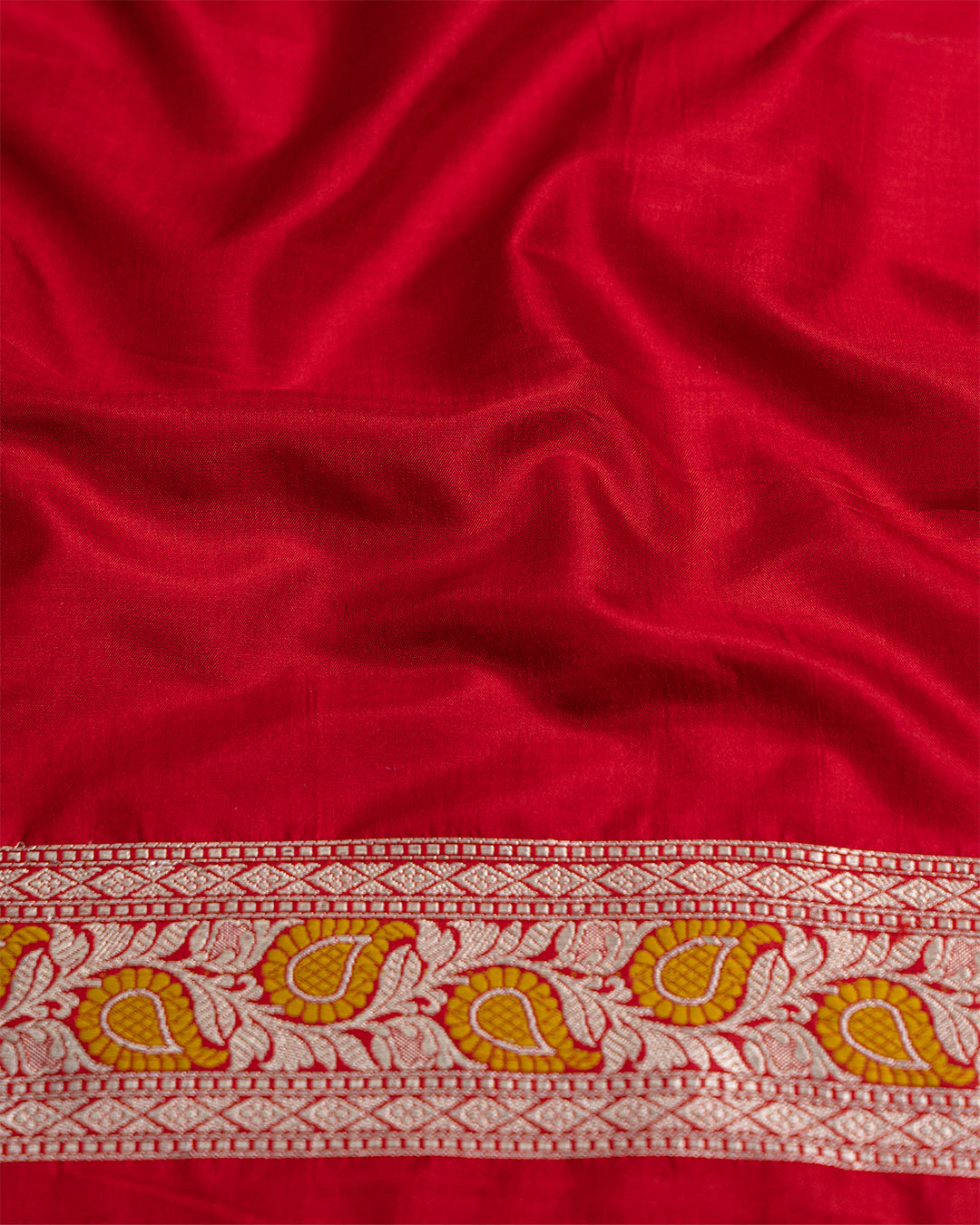 Red Pure Katan Saree with Intricate Meenakari Jaal Craftsmanship