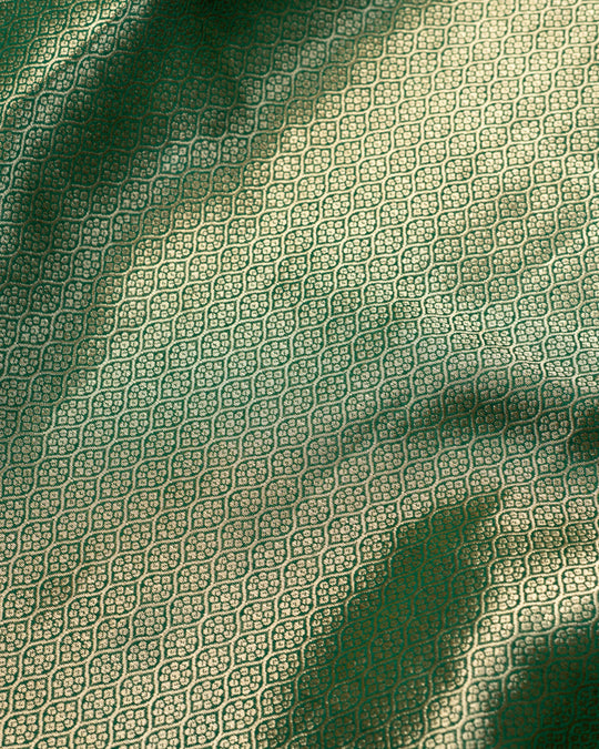 Pine Green Meenakari Jaal Pure Banarasi Silk Saree