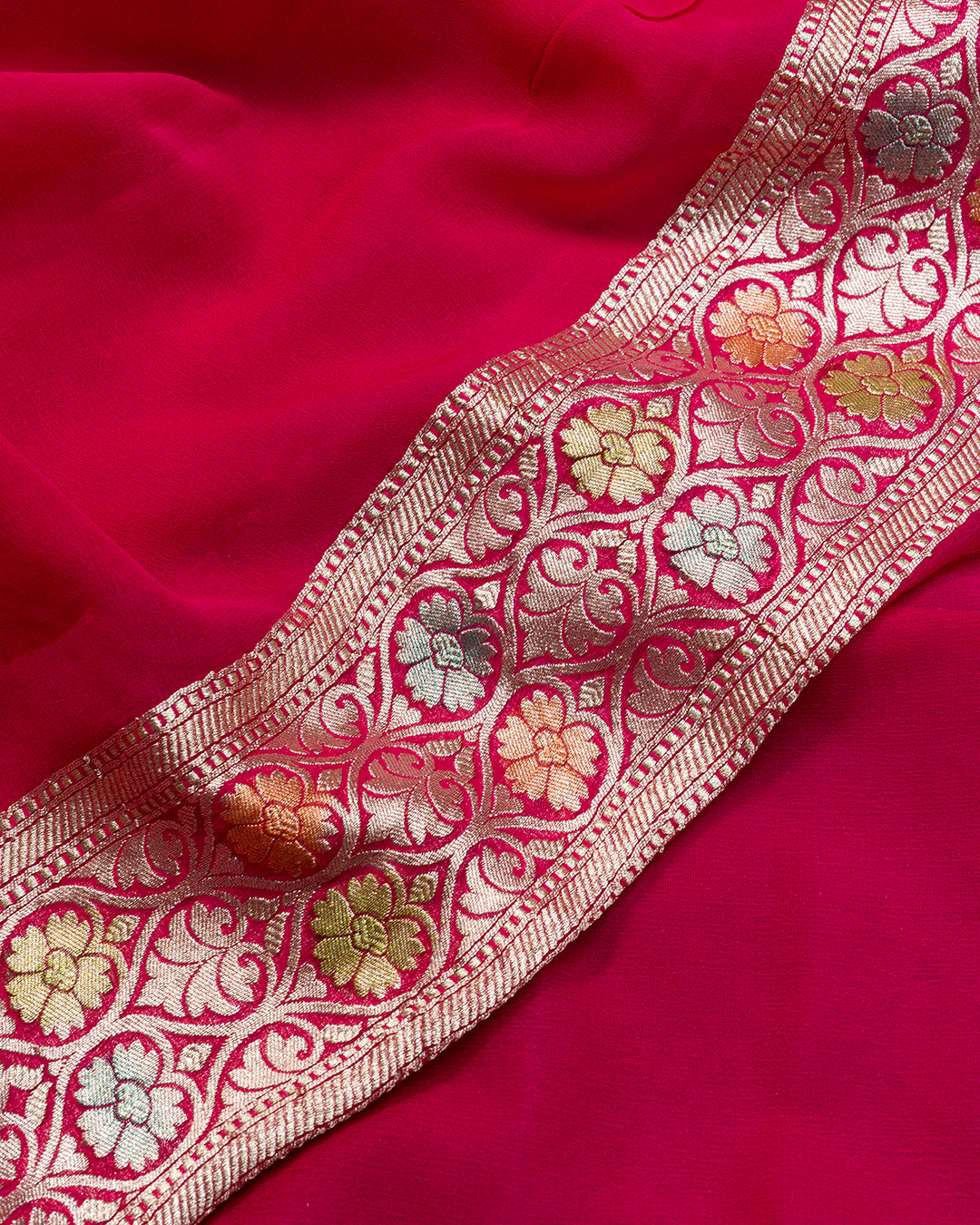 Magenta Handwoven Pure Khaddi Georgette Saree