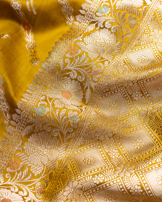 Mustard Handwoven Banarasi Silk Saree