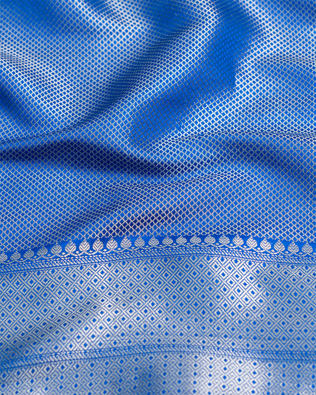 Blue Pure Banarasi Saree with Multicolor Meenakari Weaves with Rich Pallu