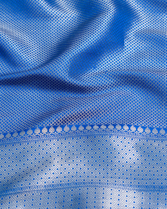 Blue Pure Banarasi Saree with Multicolor Meenakari Weaves with Rich Pallu