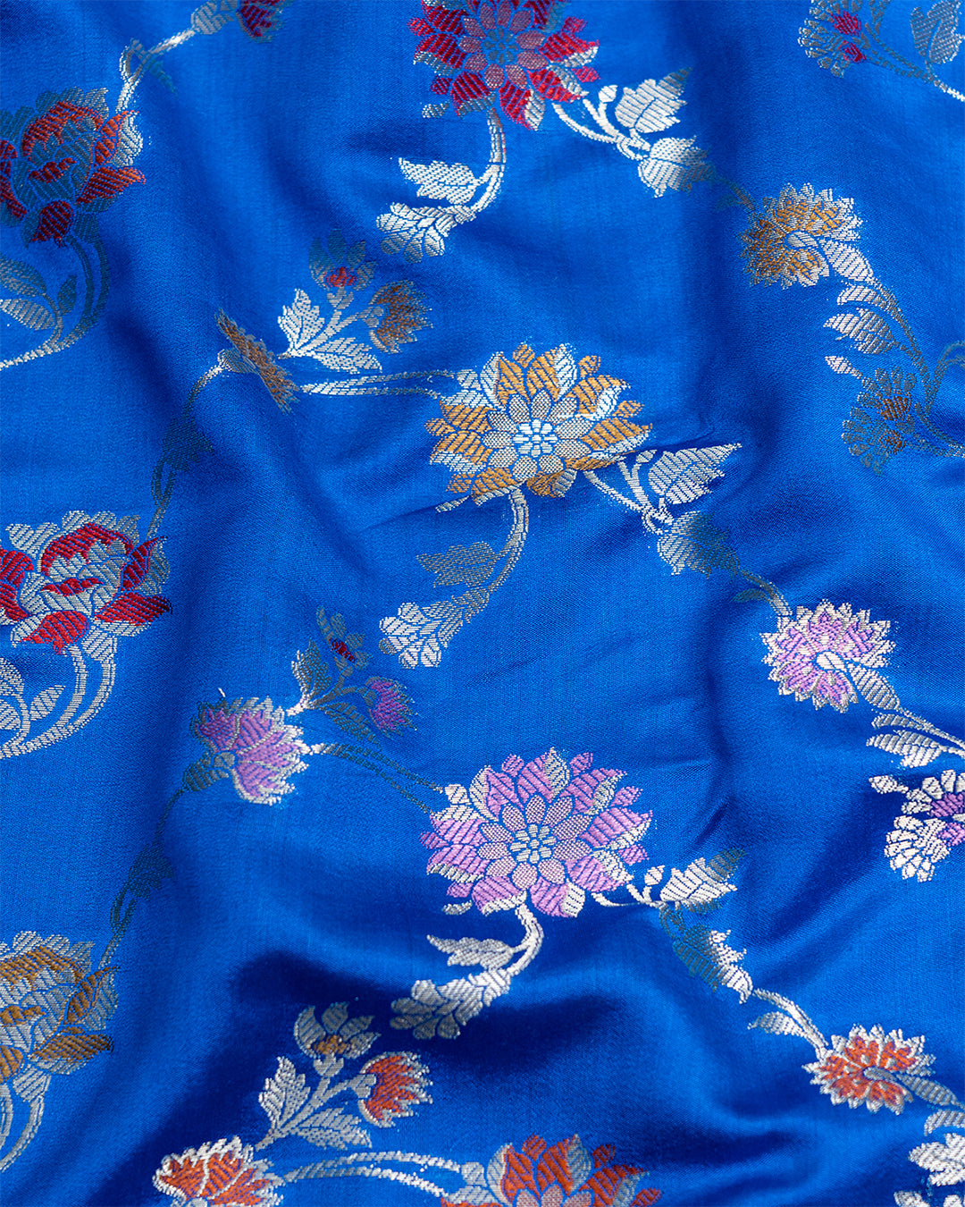 Blue Pure Banarasi Saree with Multicolor Meenakari Weaves with Rich Pallu
