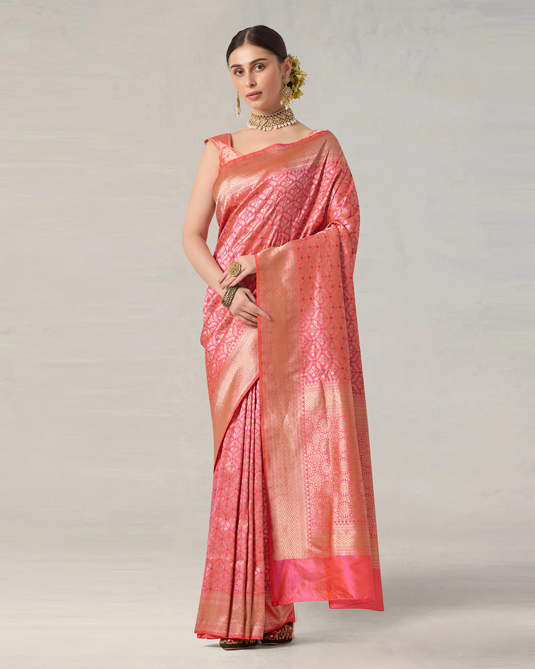 Pink Radiance Pure Katan Saree with Brocade Butidar and Classic Pallu Weave
