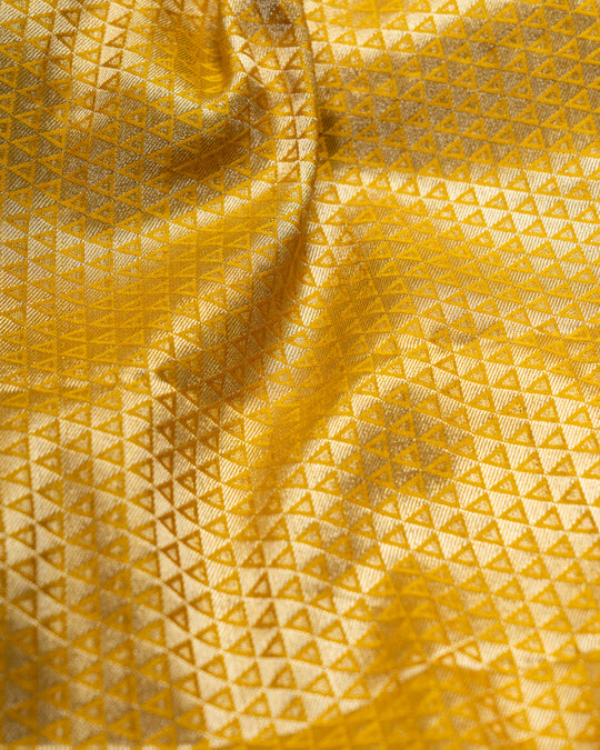 Mustard Yellow Jaal Handwoven Banarasi Silk Saree