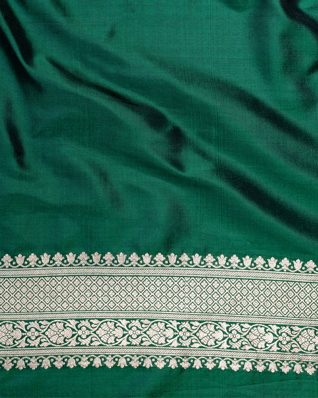 Ethereal Green Banarasi Katan Silk Saree With Nature's Symphony In Sumptuous Zari Jaal