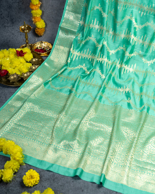 Mint Green Handwoven Zari Banarasi Silk Saree