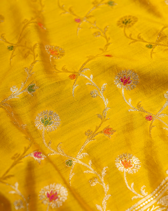 Yellow Meenakari Jaal Pure Banarasi Silk Saree