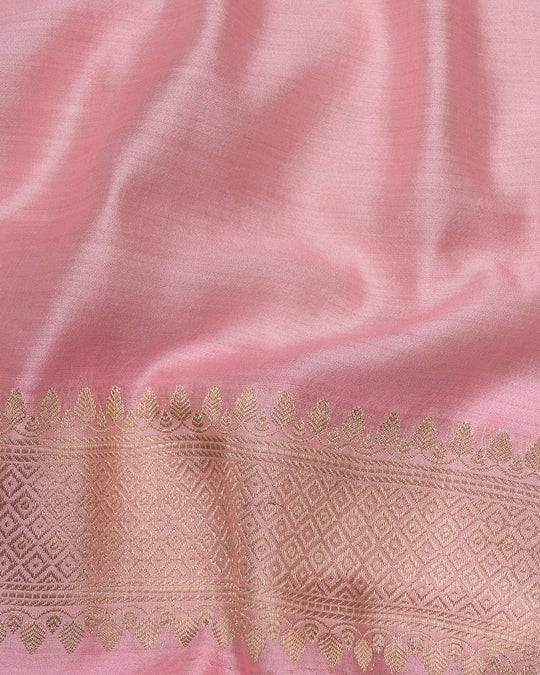 Lavish Mauve Pink Pure Banarasi Silk Saree with Heritage Zari, Timeless Brocade and Vine Detailing