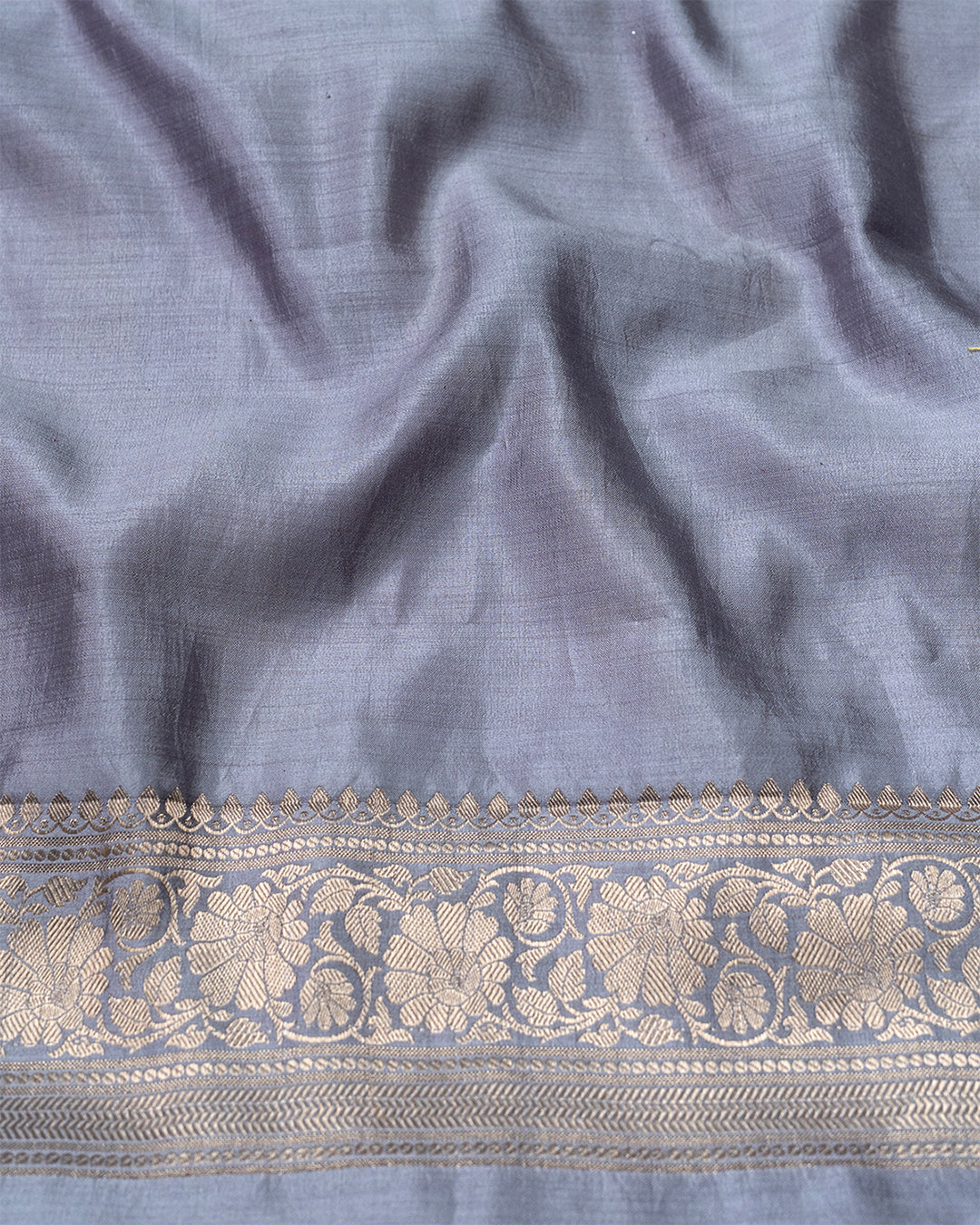 Soft Pastel 'Rangkaat' Pure Banarasi Saree with Stripe Weaves