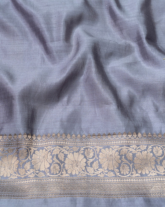 Soft Pastel 'Rangkaat' Pure Banarasi Saree with Stripe Weaves