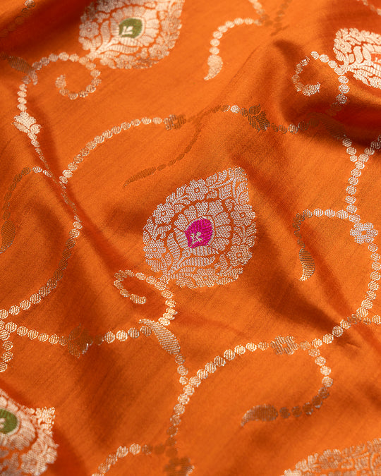 Coral Meenakari Jaal Pure Banarasi Silk Saree