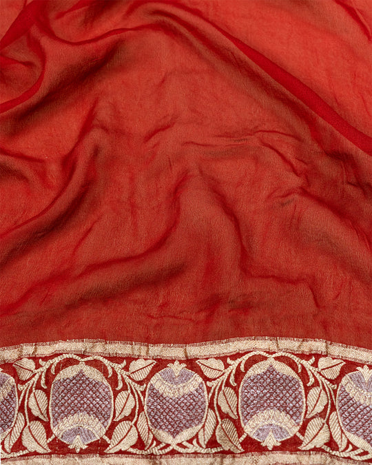 Red Pure Bandhej Saree in Timeless Sona-Rupa Style