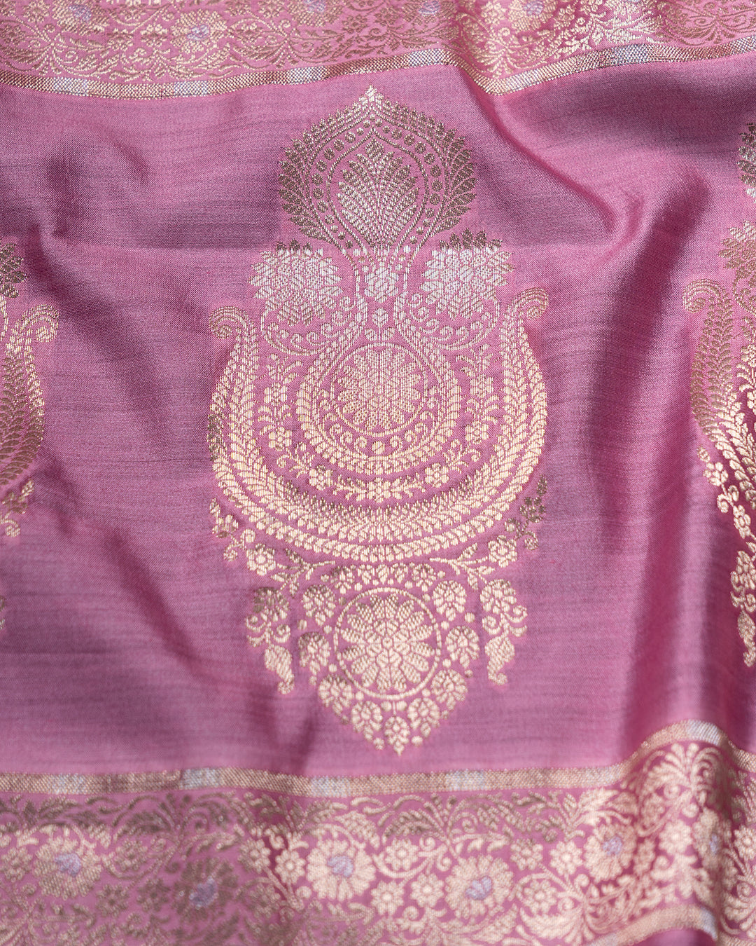 Lavender Pink Handwoven Zari Banarasi Silk Saree