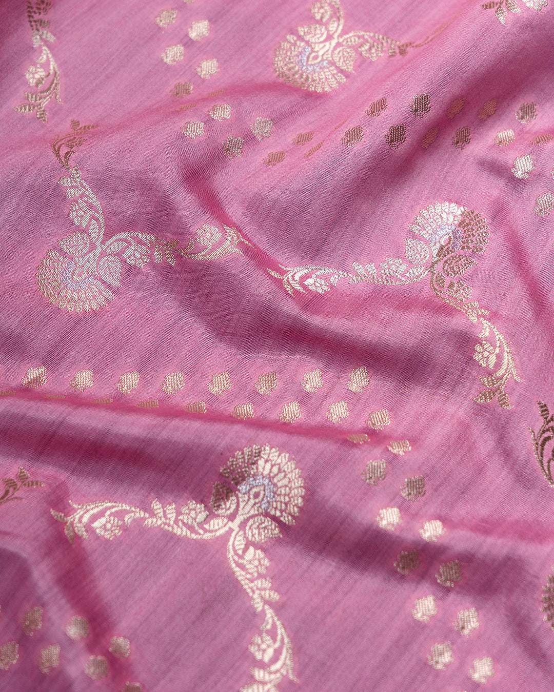 Lavender Pink Handwoven Zari Banarasi Silk Saree