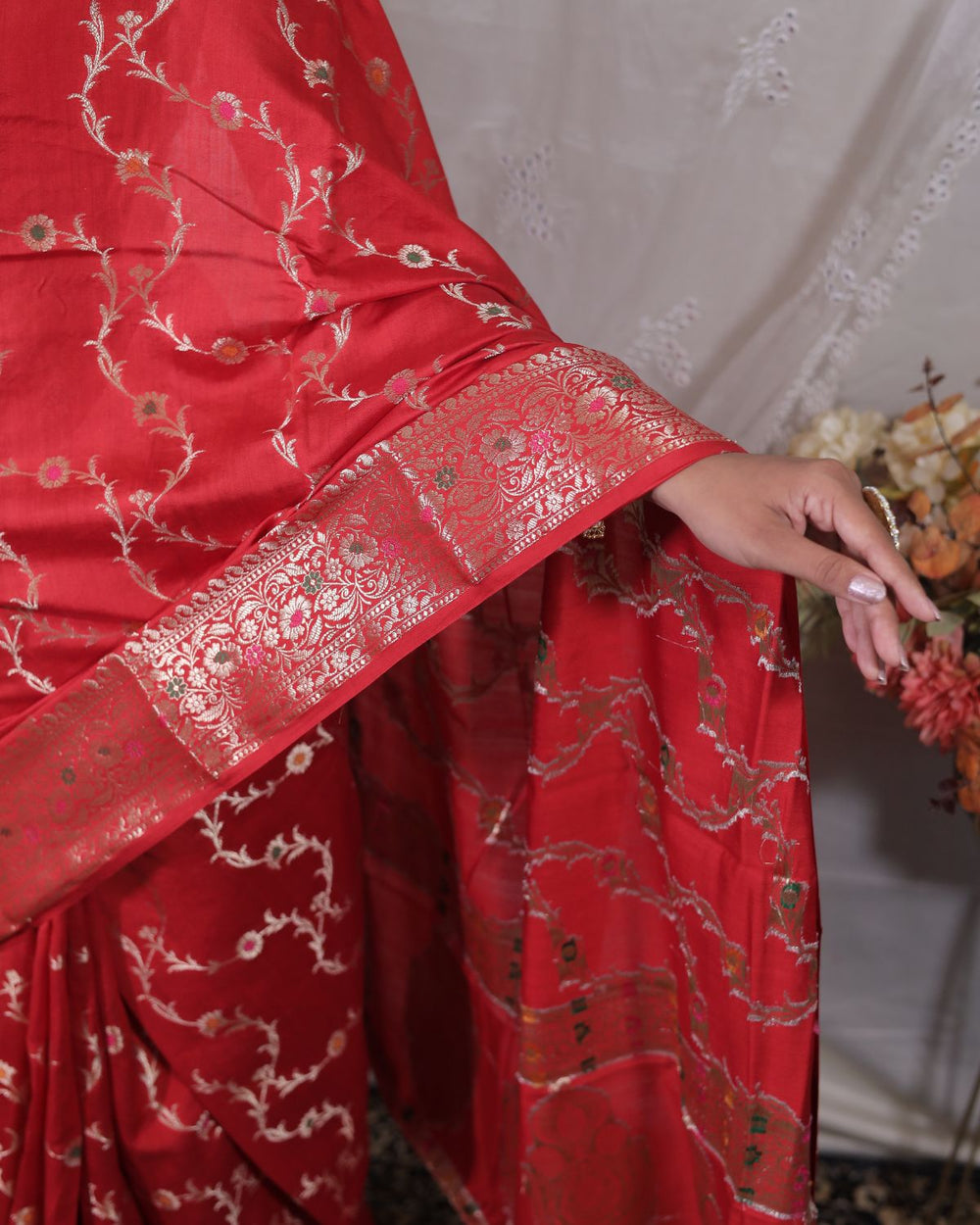 Rare Masterpiece Red Meenakari Banarasi Silk Saree