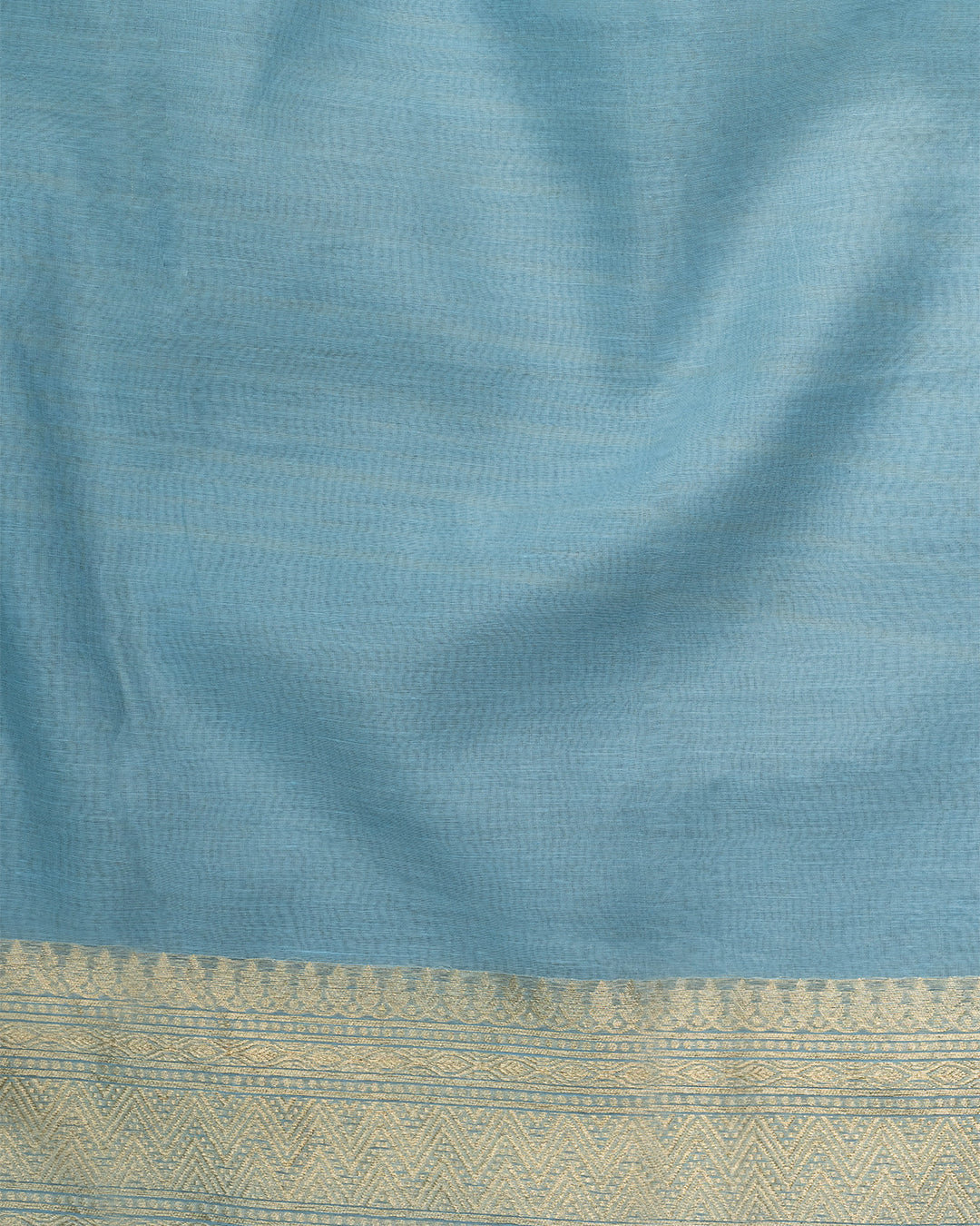 Asmani Blue Sooti Cotton Handwoven Saree Elevated With Intricate Zari Petalwork