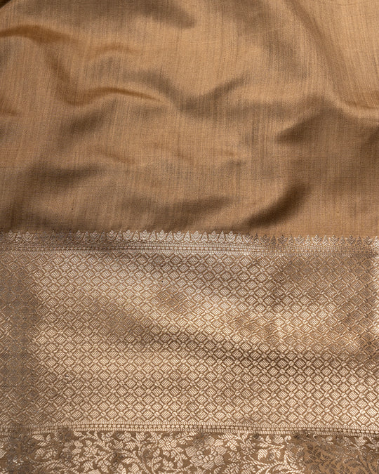 Brown Handwoven Jaal Banarasi Silk Saree