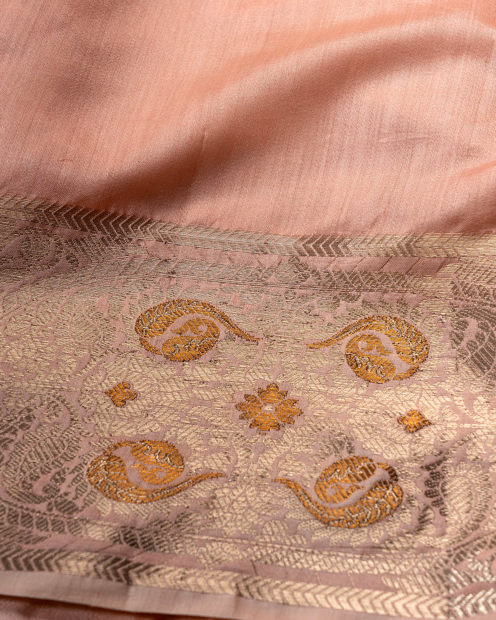 Peach Handwoven Pure Banarasi Silk Saree