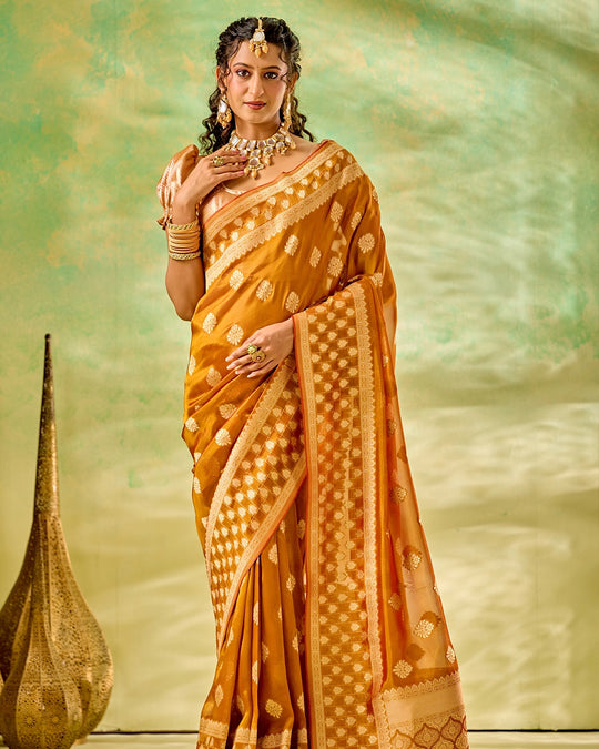 Golden Tissue Saree with Trellis Butidar Artistry Weaves